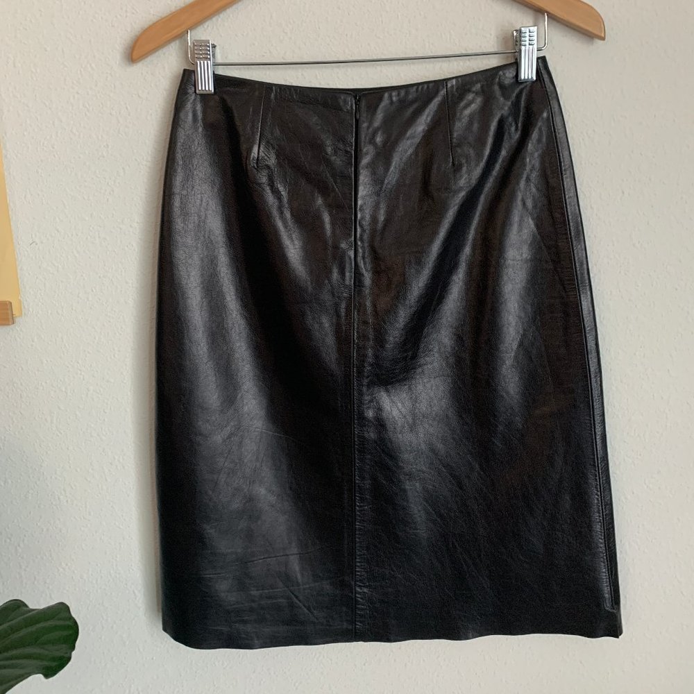 Vintage Acton Hide House Black Leather Skirt Gem